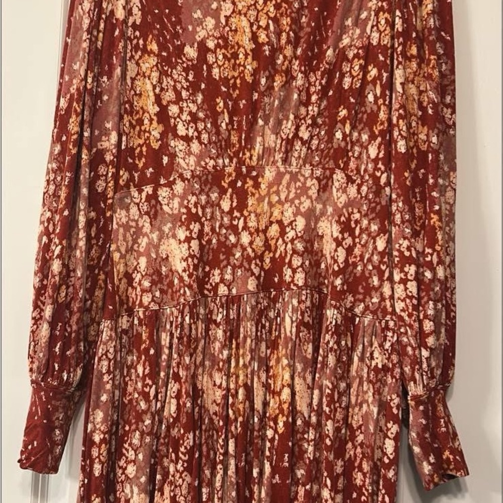 Free People medium Red Heartbeats Mini Dress Long Sleeve sz M